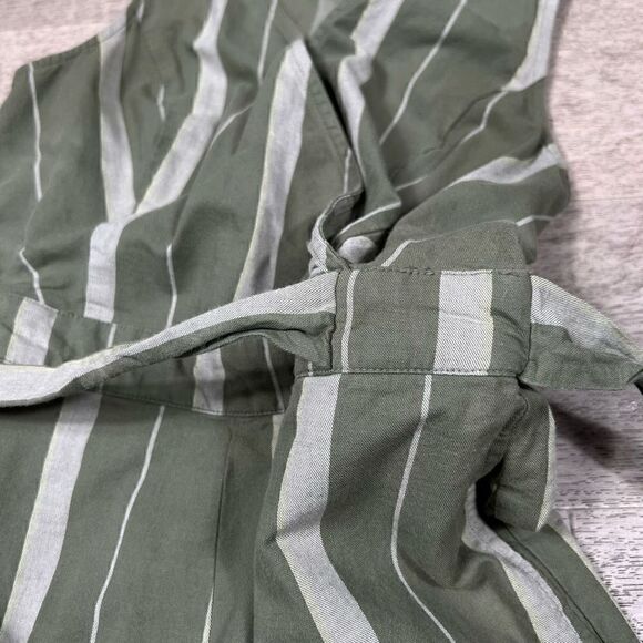 Lucky Brand Daisy Jumpsuit Green Striped V-neck Wide Leg Cropped Pant Women’s XS - Picture 11 of 16